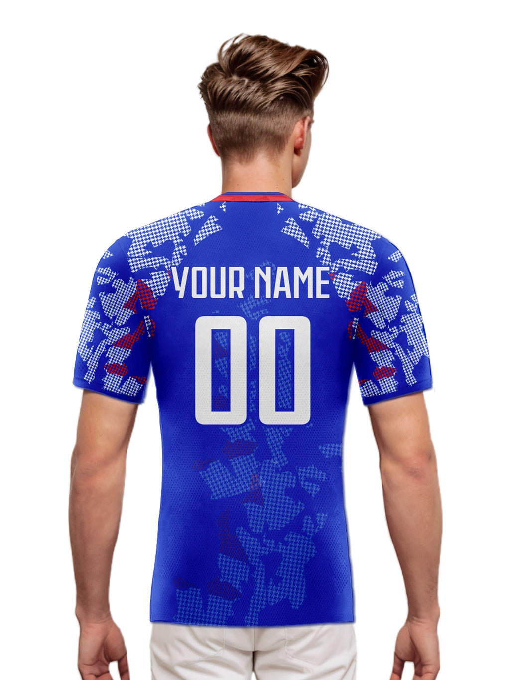 Custom France Soccer Jersey Personalized Name Number, National Team Football Shirt V-Neck Flag Design for Men Youth Women