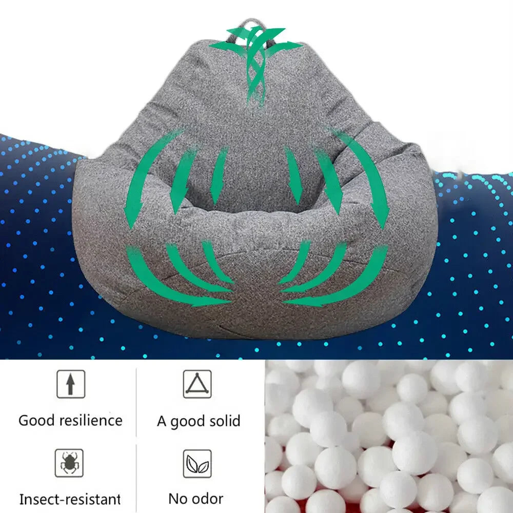 Lazy Sofas Cover Chairs Without Filler Comfortable Adults Bean Bag Chair Couch Living Room Bedroom Home Tatami Lounger Cover