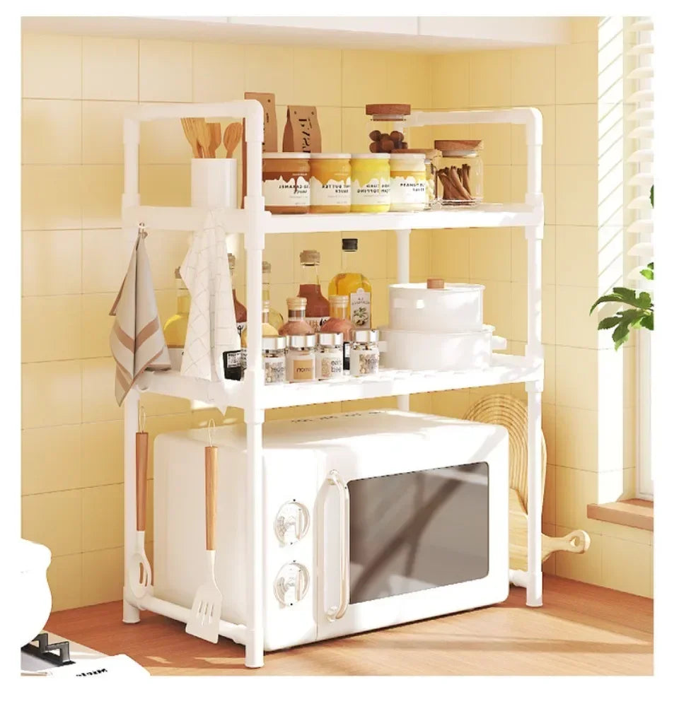 Kitchen Elevated Design Seasoning Rack Microwave Storage RackBilayer Oven Modern Minimalism Kitchen Accessories Organizer