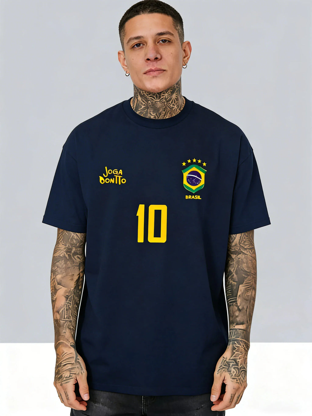 Men's Brazil #10 Elegant Soccer Pattern T-Shirt - New Summer Casual Short-Sleeved Shirt - Soccer Enthusiast Streetwear T-Shirt