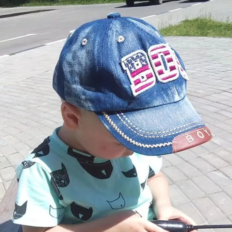 Blue Kids Boys Baseball Cap Summer Toddler Children Dad Hat Casual Hip Hop Denim Sun Snapback Jean Casquette