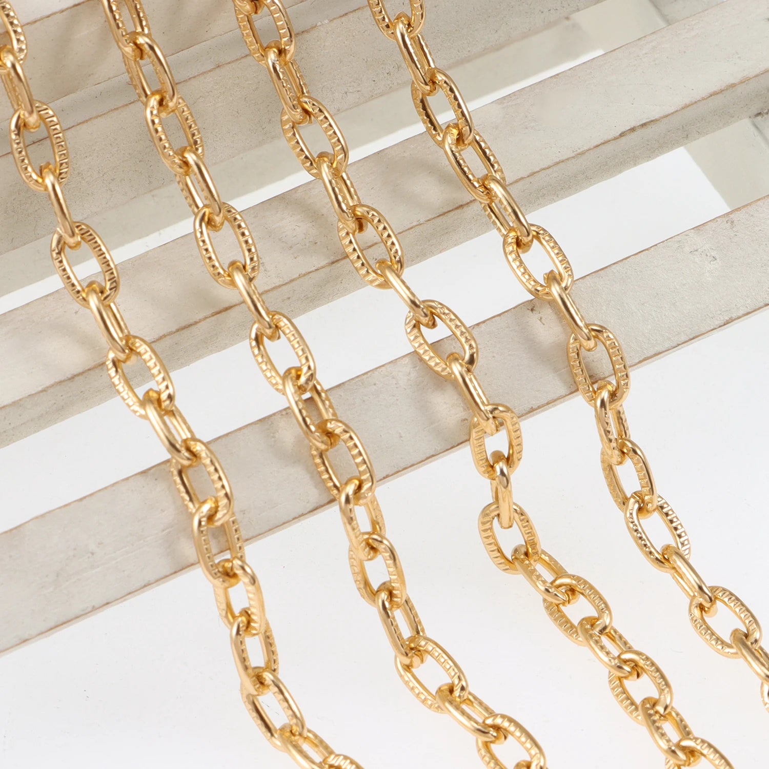 5 Meters Aluminum KC Gold Oval Shape Chains Bulk Fit Bracelets Findings Open Link Chain For DIY Fashion Jewelry Making Bag Parts