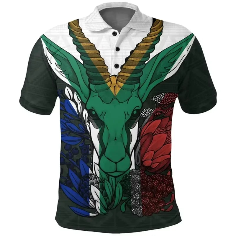 South Africa Map Flag 3D Printed Short Sleeve Polo Shirts For Men Clothes Fashion Springbok POLO Shirt Sport Boy Jersey Male Top