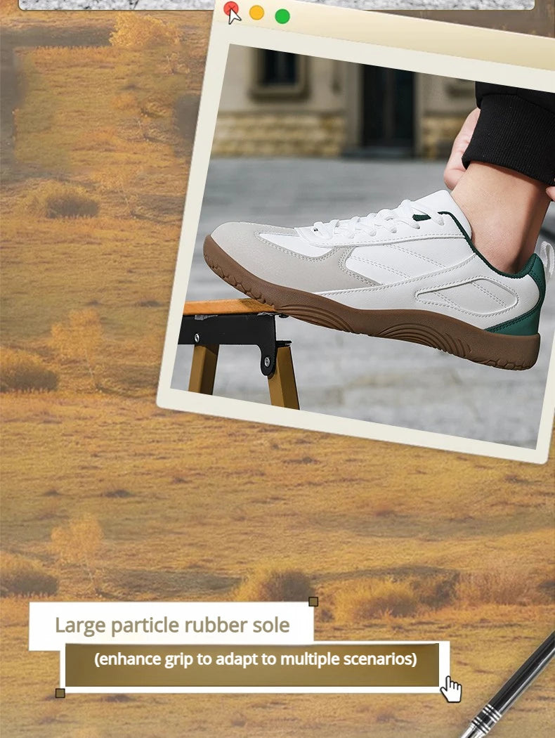 Men's Sports Shoes New Low Heel Round Toe Flat Heel Leather Surface Breathable and Comfortable Lace-up Couple's Style