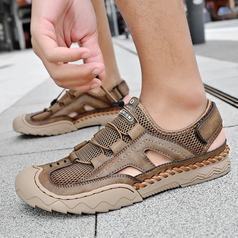 New Mens Sandals Summer Breathable Mesh Sandals Men Outdoor Casual Lightweight Beach Sandals Fashion Men Shoes Large Size 38-46