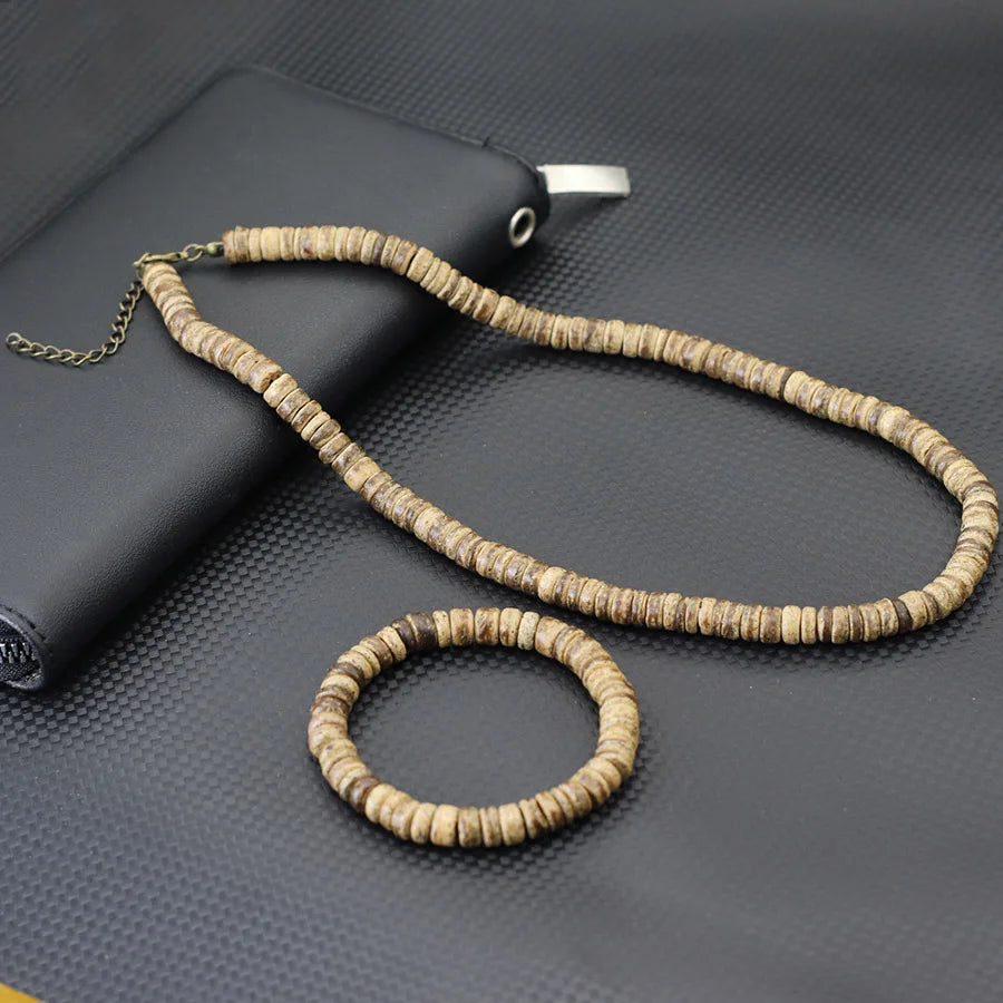 New 5 Styles 2Pcs/Set Natural Coconut Beads Necklace Men Meditation Healing Collar Cool Riding Neck Accessories Father Day Gift