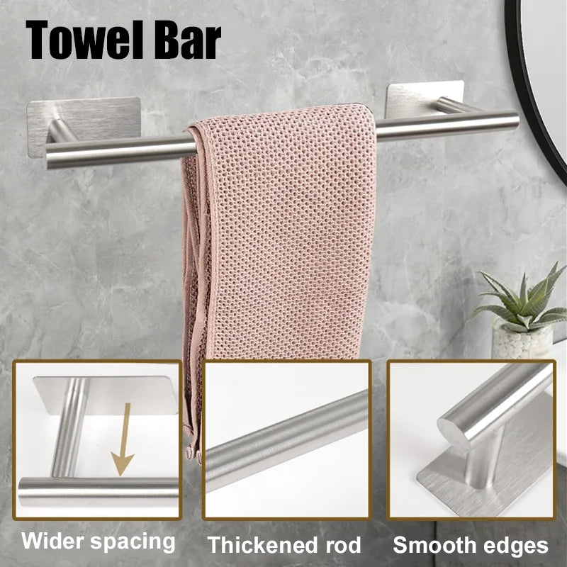5-Piece Bathroom Hardware Set – Wall-Mounted Accessories Including Towel Bar, Hooks, and Toilet Paper Holder