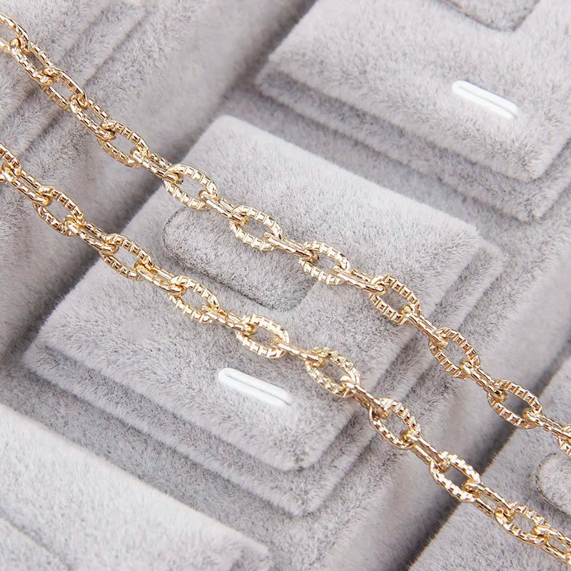 5 Meters Aluminum KC Gold Oval Shape Chains Bulk Fit Bracelets Findings Open Link Chain For DIY Fashion Jewelry Making Bag Parts