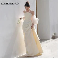 Elegant Long Prom Evening Guest Party Mermaid Trailing Dresses for Women 2022 Summer Satin Sexy Strapless Slim Cocktail Dress