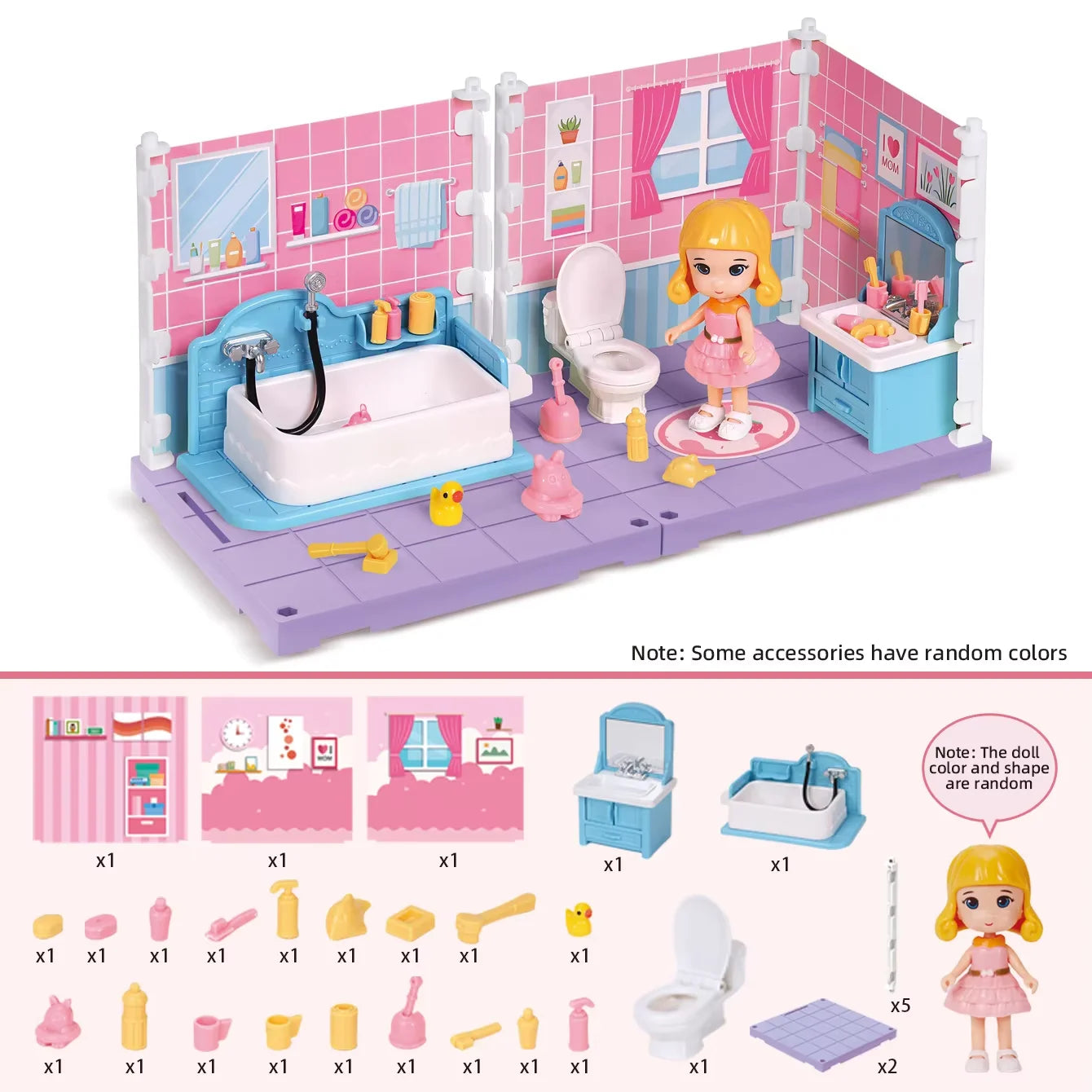 Mini Home Accessories DIY Doll House Furniture Assembly Model Simulated Bedroom Kitchen Decoration Pretend Play Toy Girl Gift