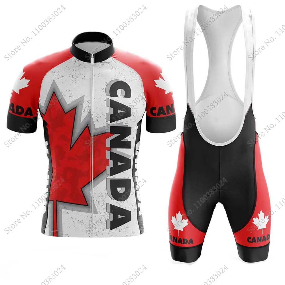 2024 Canada National Team Cycling Jersey Set Summer Maple Leaf Clothing Road Bike Shirts Suit Bicycle bib Shorts MTB Ropa