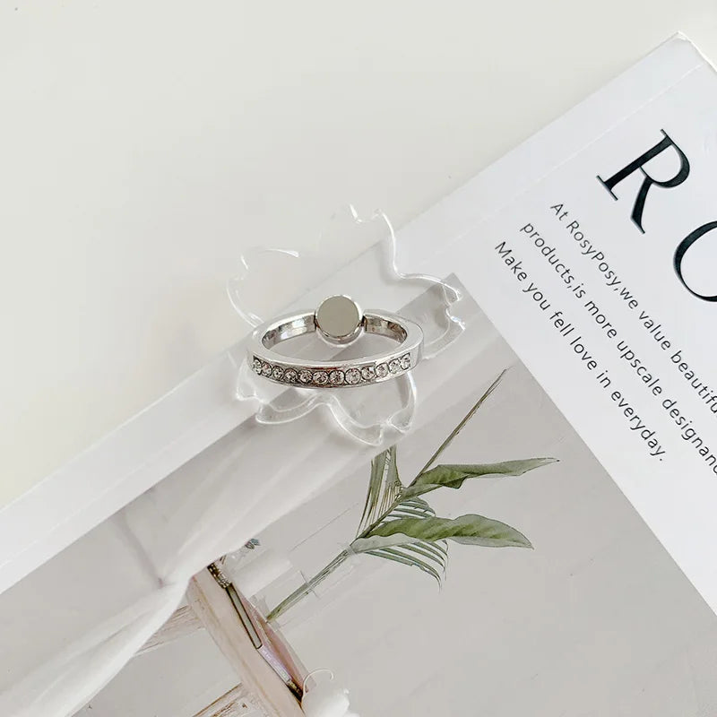 Transparent Finger Ring Holder Diamond Ring Phone Stand Holder for Cellphone Finger Grip Rotatable Phone Support Mount Accessory
