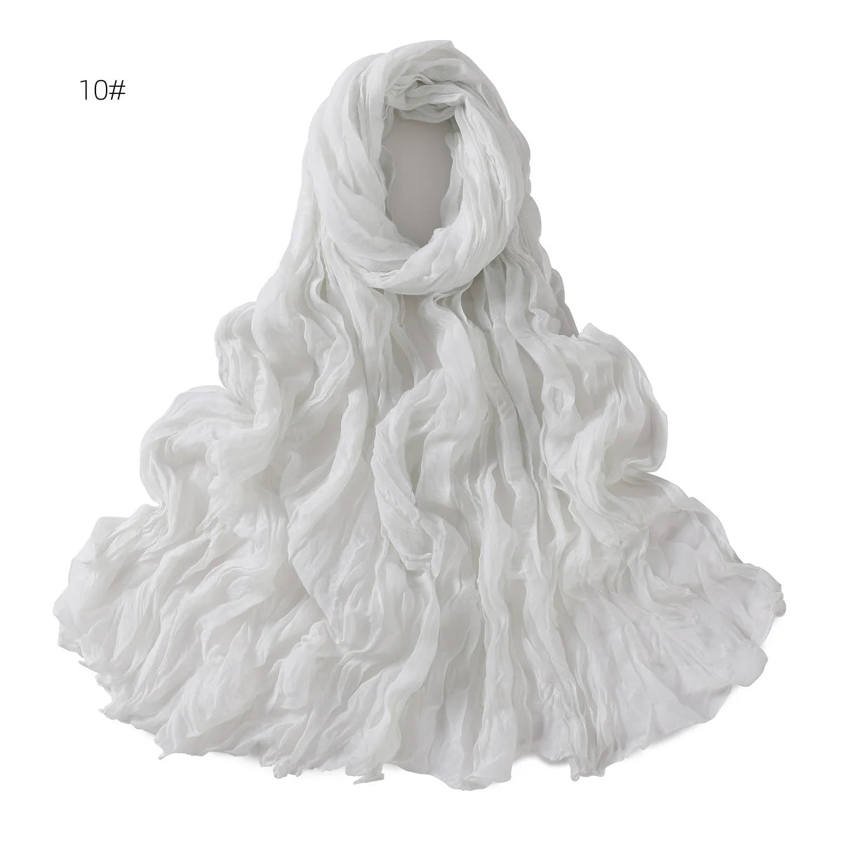 Crumpled Scarf For Women Girls Students Spring New Solid Color Cotton Voile Thin Scarves Soft Knitting Shawl Female Wrap Shawls