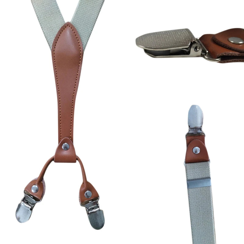 1pc Fashion Suspenders  Men Women 2.5cm Wide X-back 4 Clips Adjustable Elastic Trouser Braces Straps Gifts to Dad Husband 2025