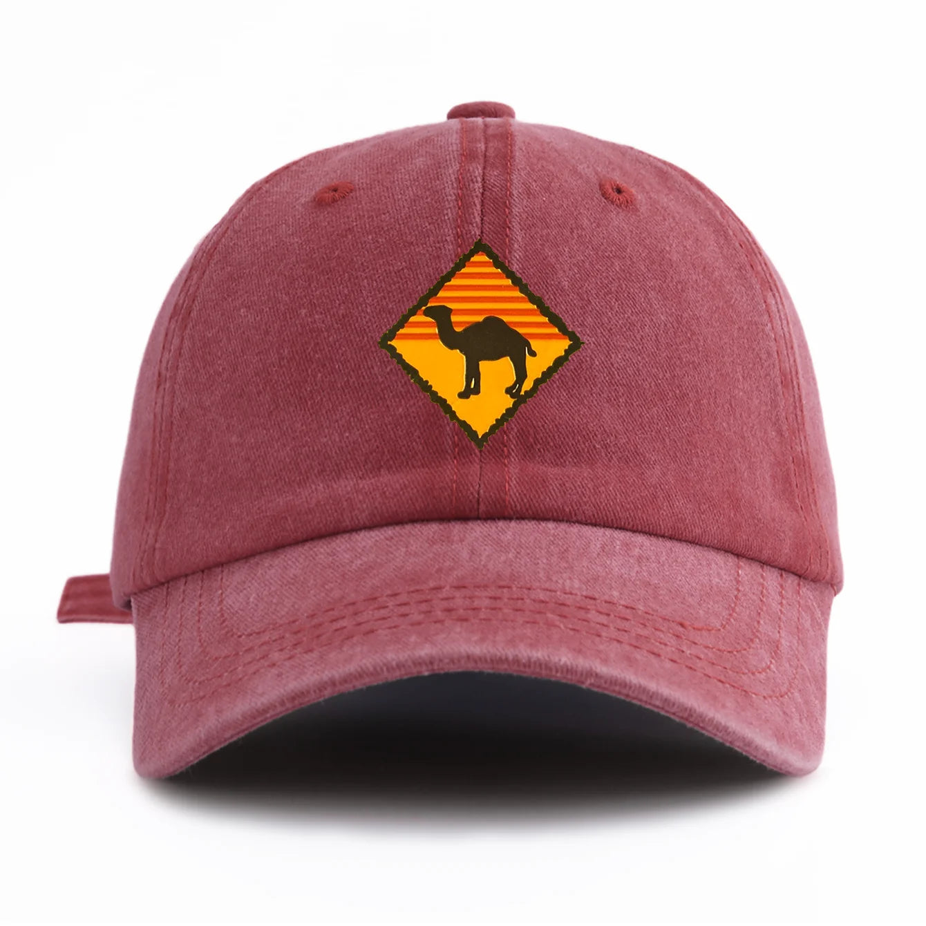 1pc CAMEL Print Washed Baseball Cap for Adults,Minimalist Retro Style Casual Soft Adjustable Dad Hat, Perfect As Gift