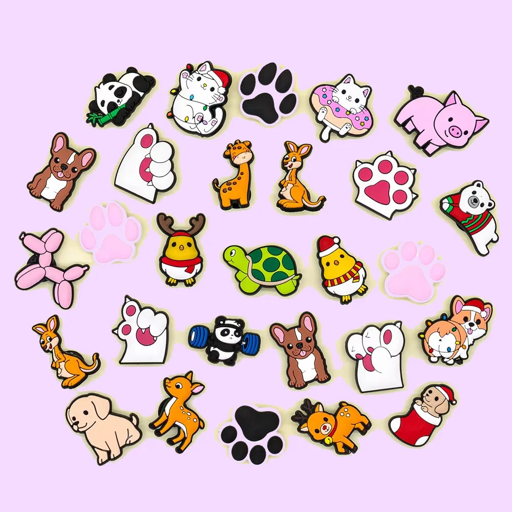 20/30/50/100pcs Random Shoe Charms Cute Cartoon Animal Pink Shoe Accessories Clips Decorations Pin Duck Frog Jeans Set Pendant