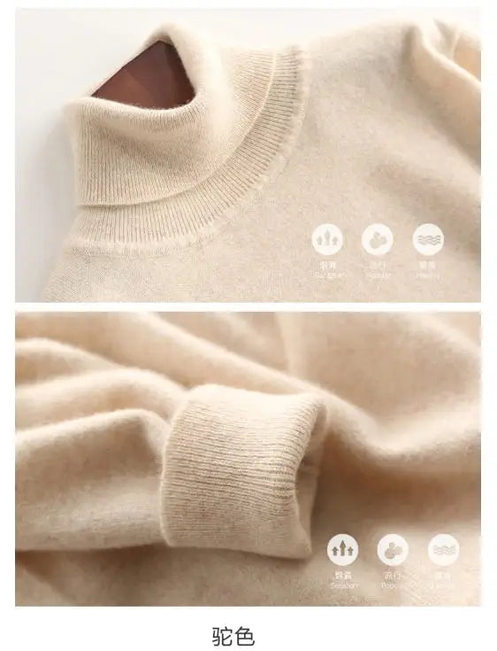 Cashmere Cotton Blend Turtleneck Men Sweater 2024 Autumn Winter Daily Basic Warm Knitted Pullover Man Casual Jumper Pull Homme