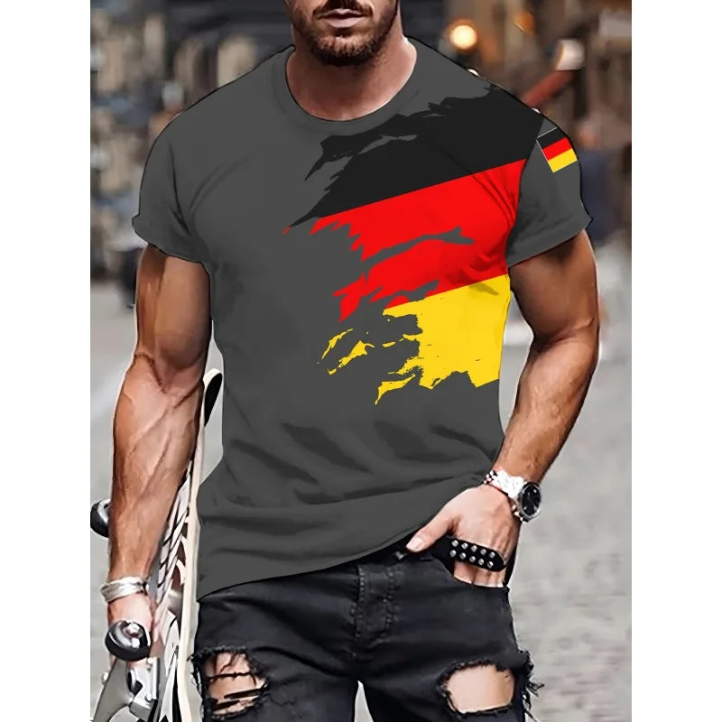 Germany Flag Jerseys T-Shirt For Men German National Emblem 3D Print Tee Loose O-Neck Tops Sports Uniforms Short Sleeve T Shirts