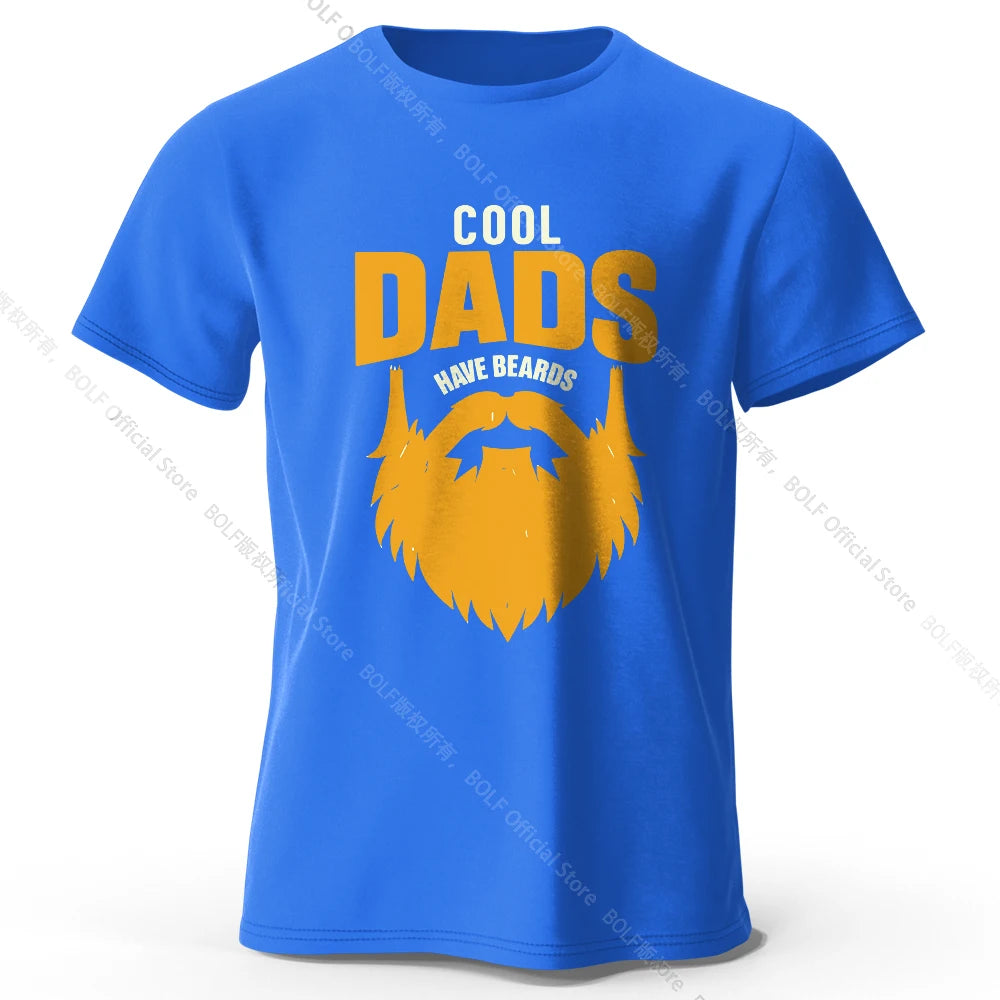 Men's Cool Dad with Beards Printed T-Shirt 100% Cotton Oversized Funny Graphic Tees for Women Summer Tops Humor Streetwear