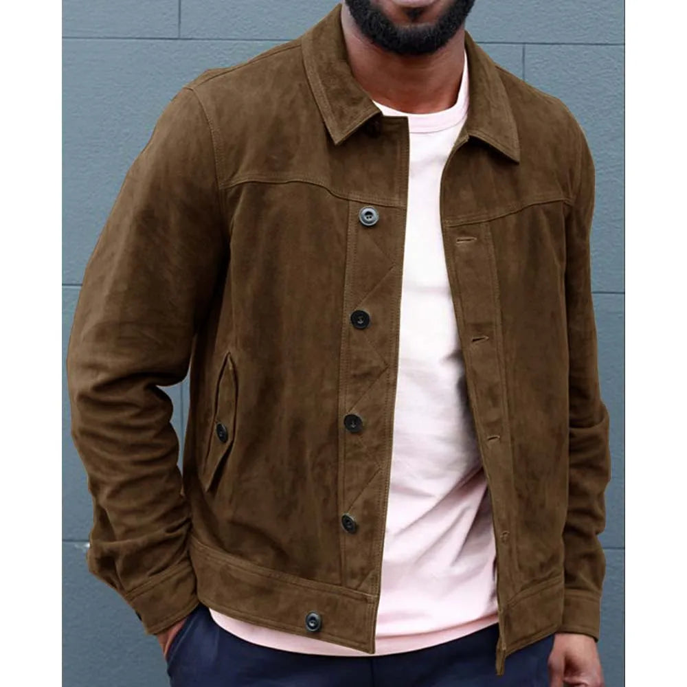 Men's Faux Suede Blazer Single Breasted Slim Fit Fashion Jacket Jackets Man Blouson Men's Coat Winter Clothes Clothing Mens Male