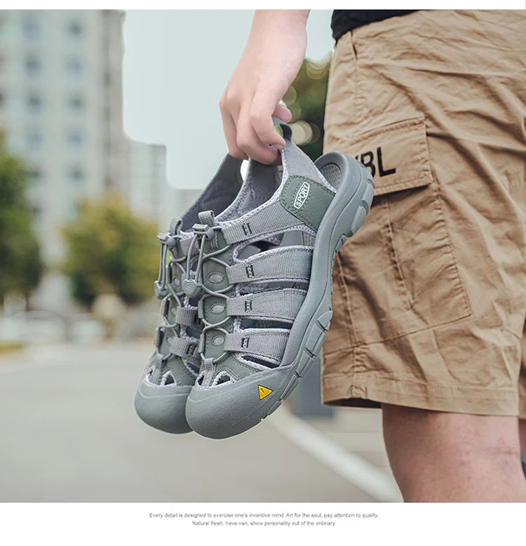 Fashion Men's Casual Mesh Outdoor Beach Sandals Light Breathable Shoe for Men Anti-slip Waterproof Sandal Man Comfortable Shoes