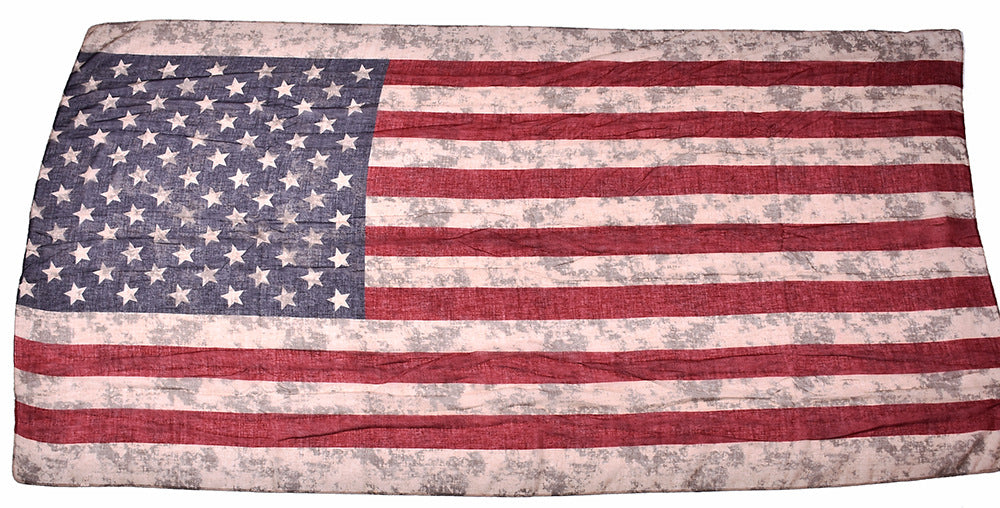 2024 Foreign Trade Retro Star Stripes Scarf Ladies Positioning American Flag Printing Bali Yarn Scarf Wholesale