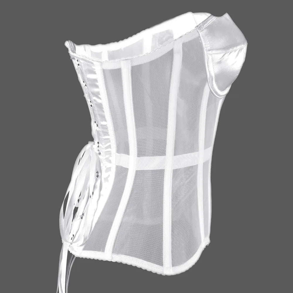 Women's Plastic Bones Support Mesh Strapless Soiree Convertible Corset Bustier Bra to Support and Carry Special Occasion Dresses