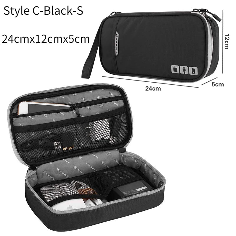 Large Capacity Travel USB Gadget Cable Bag Headphone Storage Box Data Cable Storage Bag Hard Disk Charger Power Bank Organizer