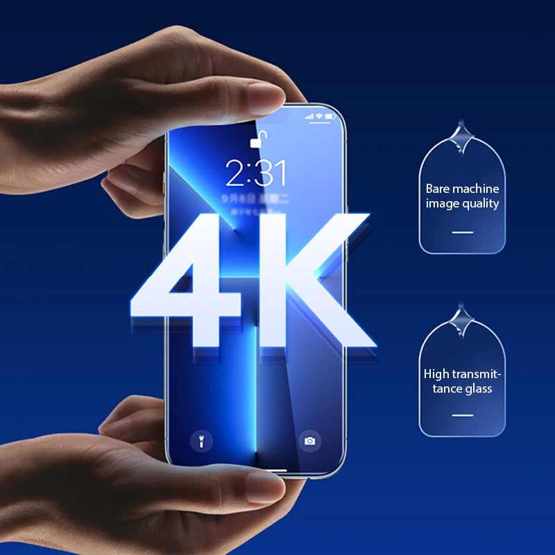 4PCS Tempered Glass For iPhone 16 17 15 14 13 12 11 Pro Max SE 2020 2022 X XR XS Screen Protector for iPhone Air 13 Mini 14 Plus