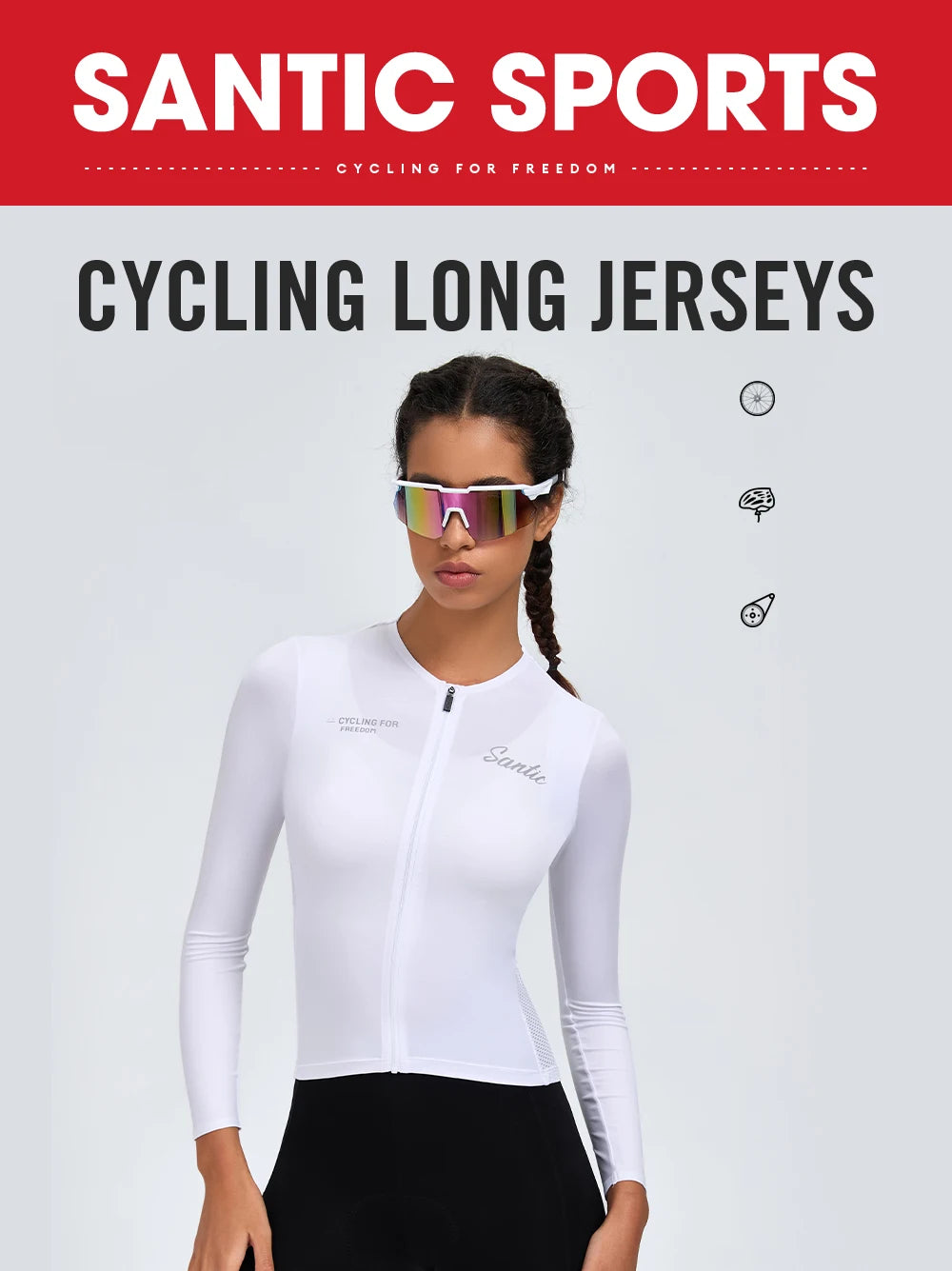 Santic Women's Summer New Cycling Jerseys  Long Sleeve Breathable Quick Dry Summer Comfortable Cycling Jerseys  KL25C01181