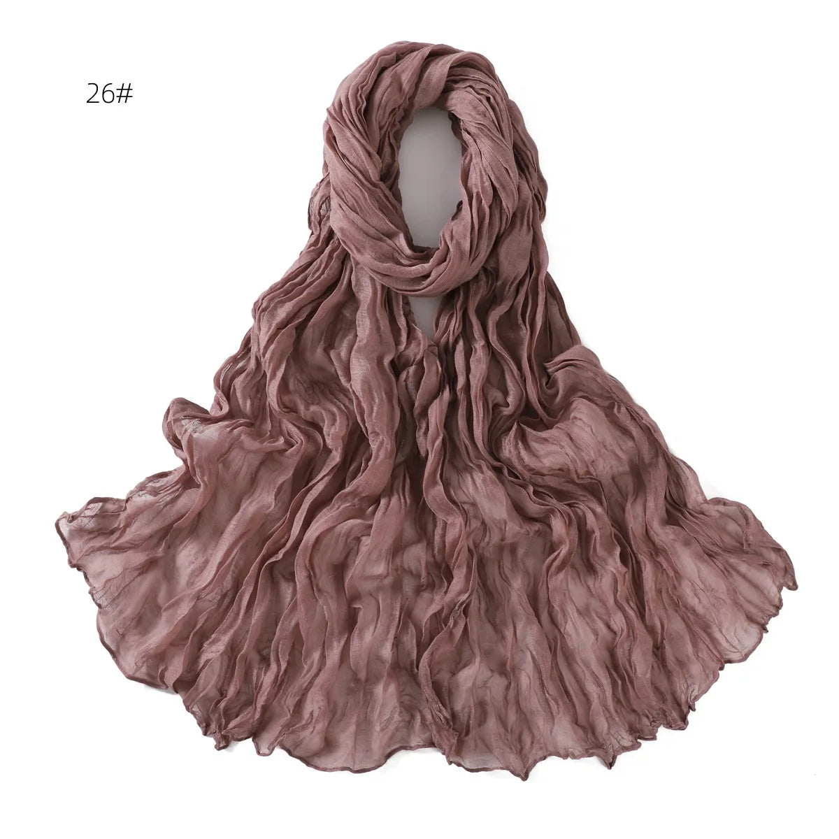 Crumpled Scarf For Women Girls Students Spring New Solid Color Cotton Voile Thin Scarves Soft Knitting Shawl Female Wrap Shawls