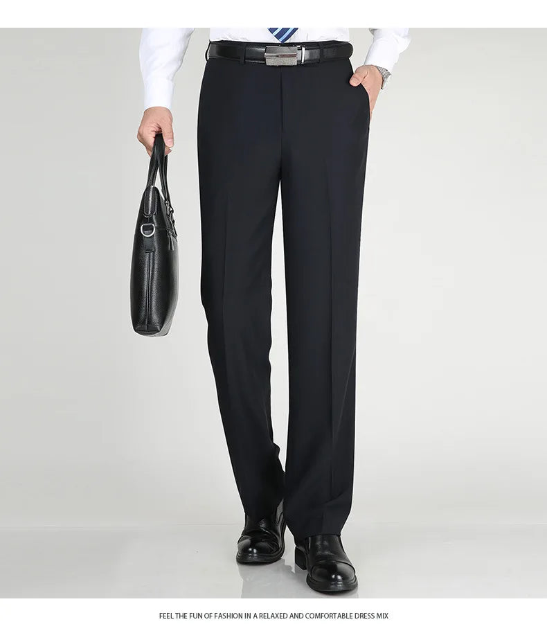 High Waist  Black Suit Pants man Formal Clothes For Men Clothing Thin Flat Khaki Dress Mens Trousers 2024 Summer 40 42