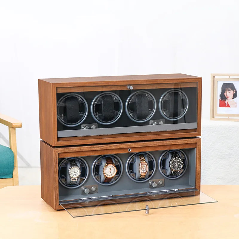 Household Vertical Watch Winding Four-position Organizer Box Mechanical Watches Automatic Rotating Winders Device with LED Light