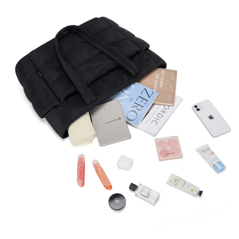 BAGSMART Padded Tote Bag Portable Woman Handbag Quilted Solid for Leisure Travel Large Capacity Mommy Diaper Bag