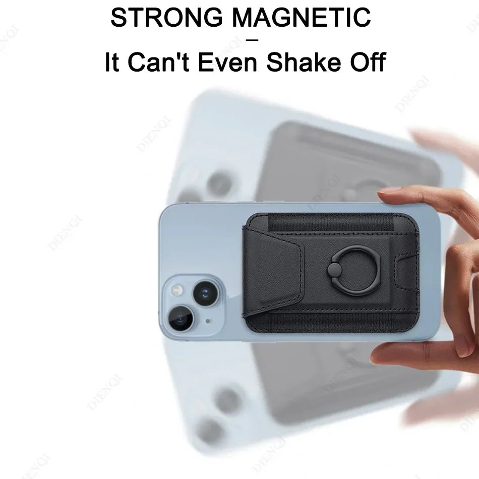 Magnetic Phone Case Slim Wallet Pu Leather Ring Phone Stand Men Women Magnet Credit Card Holder for Iphone 12 13 14 15 16 Pro