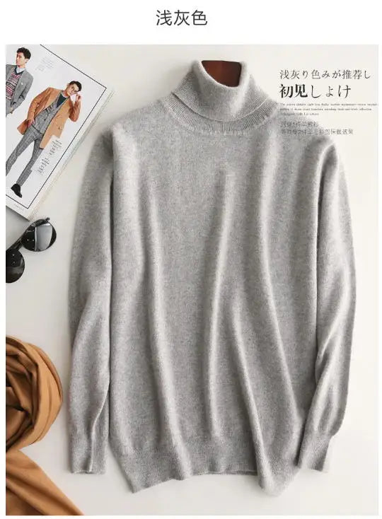 Cashmere Cotton Blend Turtleneck Men Sweater 2024 Autumn Winter Daily Basic Warm Knitted Pullover Man Casual Jumper Pull Homme