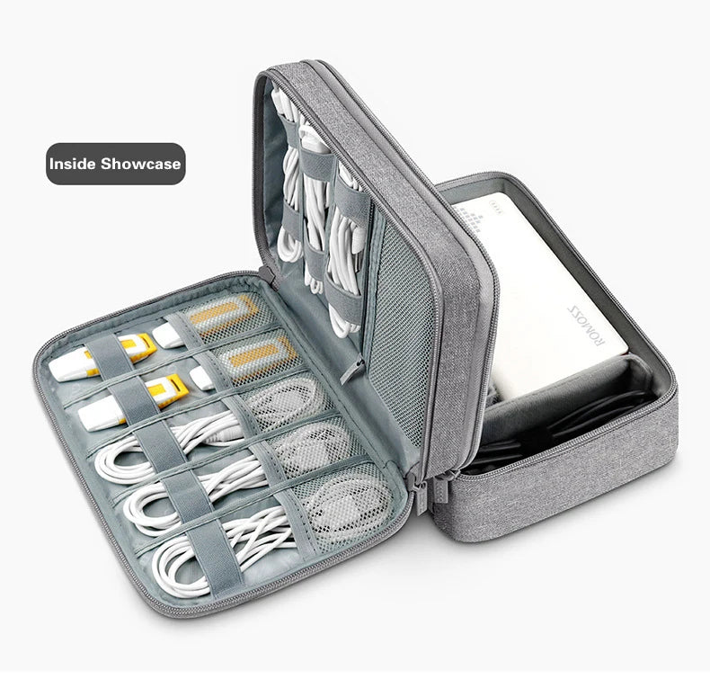 Large Capacity Travel USB Gadget Cable Bag Headphone Storage Box Data Cable Storage Bag Hard Disk Charger Power Bank Organizer