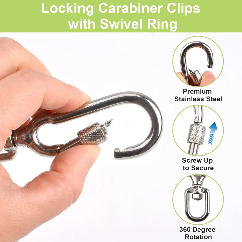 Stainless Steel Swivel Snap Hooks Locking Dog Leash Buckle Quick Release Buckle Carabiner Clips for Dog Walking Camping Backpack