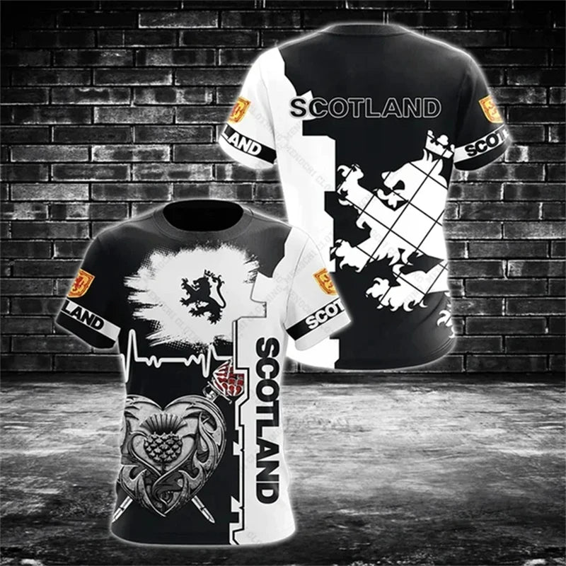 Scottish Flag National-themed Men's T-shirt 3D Printed Outdoor Men's Clothing Training Quick-drying Breathable Football Jersey