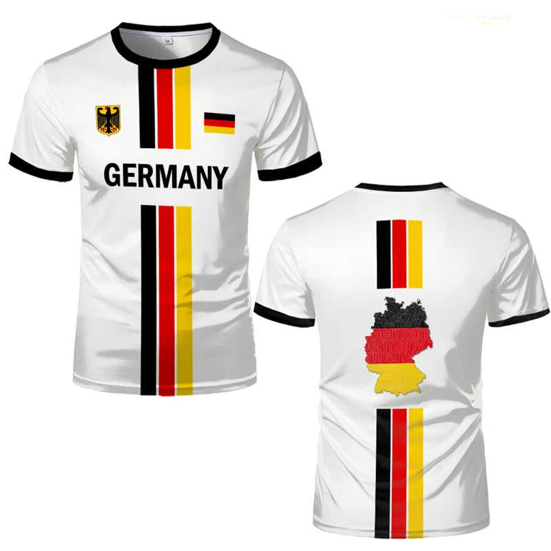 New Design Germany Football Jersey T-shirt For Men German Flag Pattern Short-sleeved Tees Tops Summer Sports Oversized Tshirt