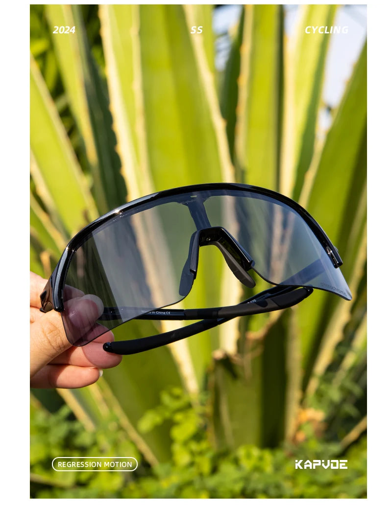KAPVOE New Photochromic Hiking Eyewear Sunglasses Man Cycling Glasses Driving Bicycle Women MTB Bike Outdoor Sport UV400 Goggles