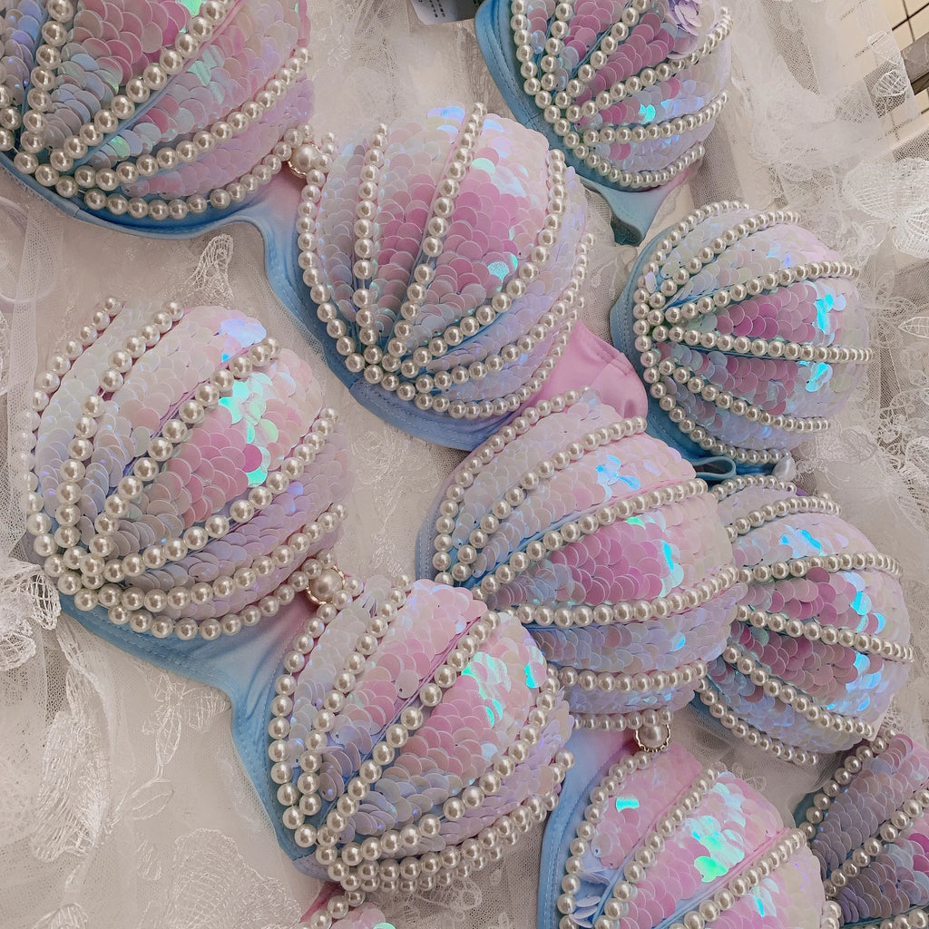 RM Mermaid Sequin Corset Bikini Swimsuit Free Diving Performance Oceanarium Electro Festival Bra Bar Cos Costumes