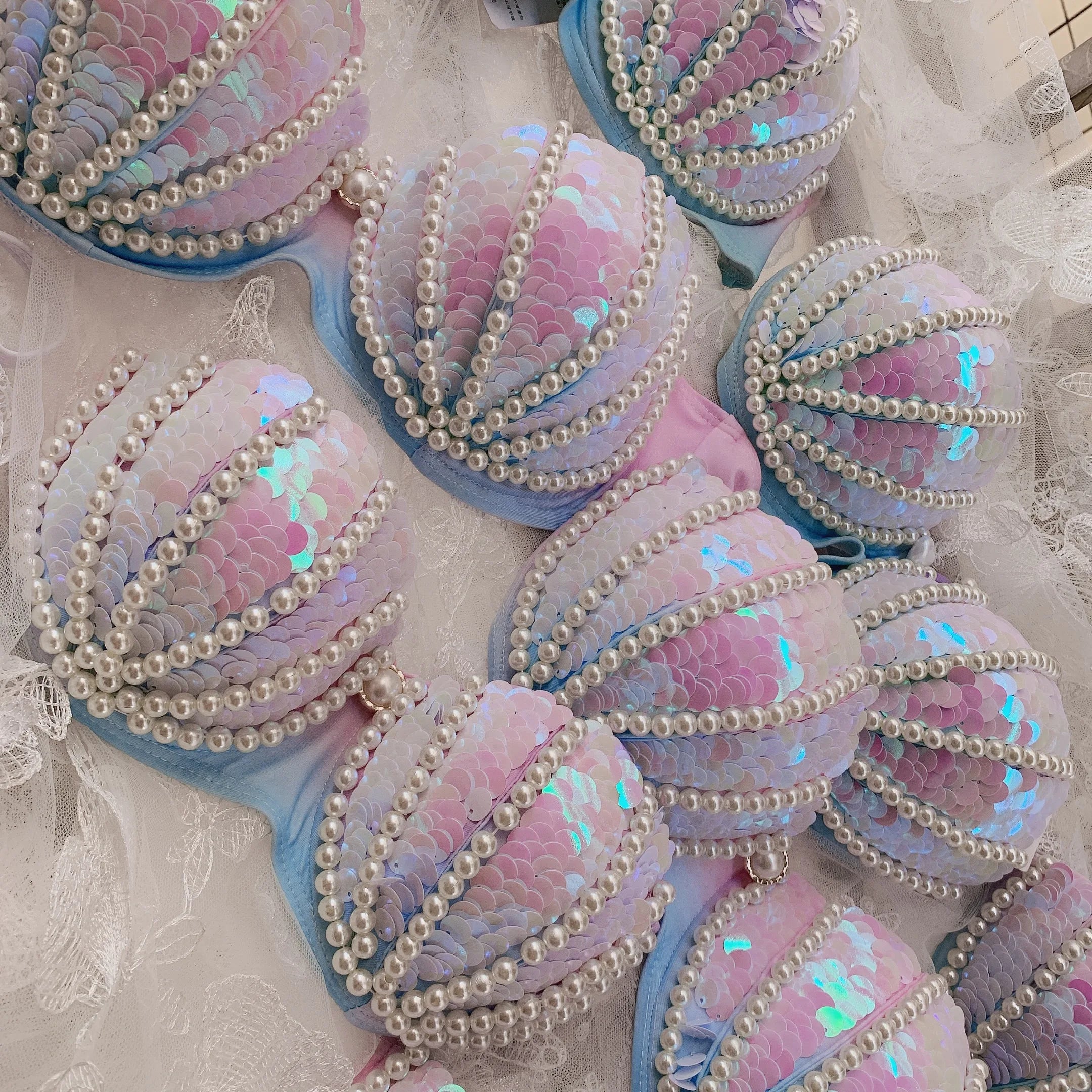 RM Mermaid Sequin Corset Bikini Swimsuit Free Diving Performance Oceanarium Electro Festival Bra Bar Cos Costumes