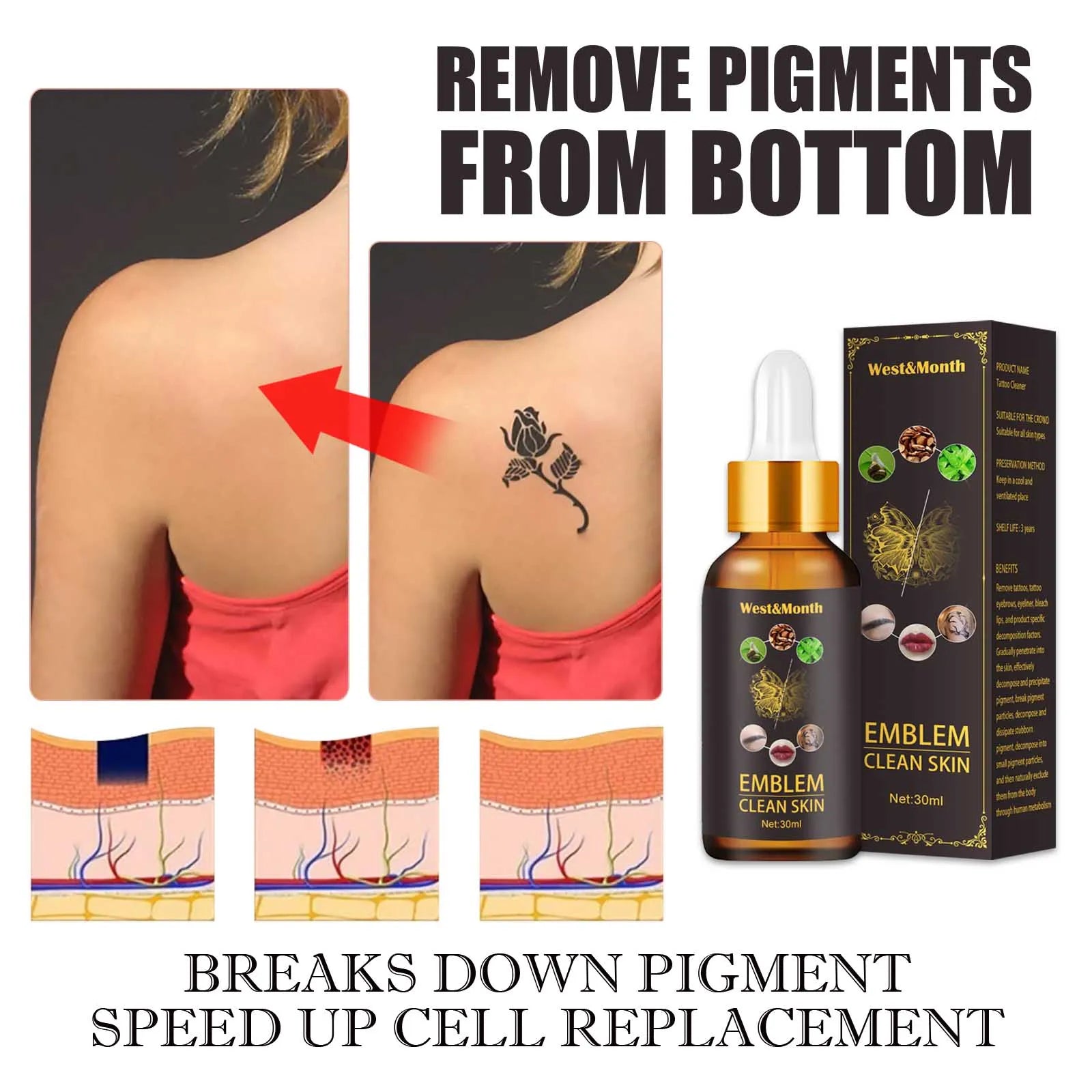 Tattoo Removal Essential Oil, Suitable for Large and Small Tattoos, Effectively Removes Permanent Tattoos