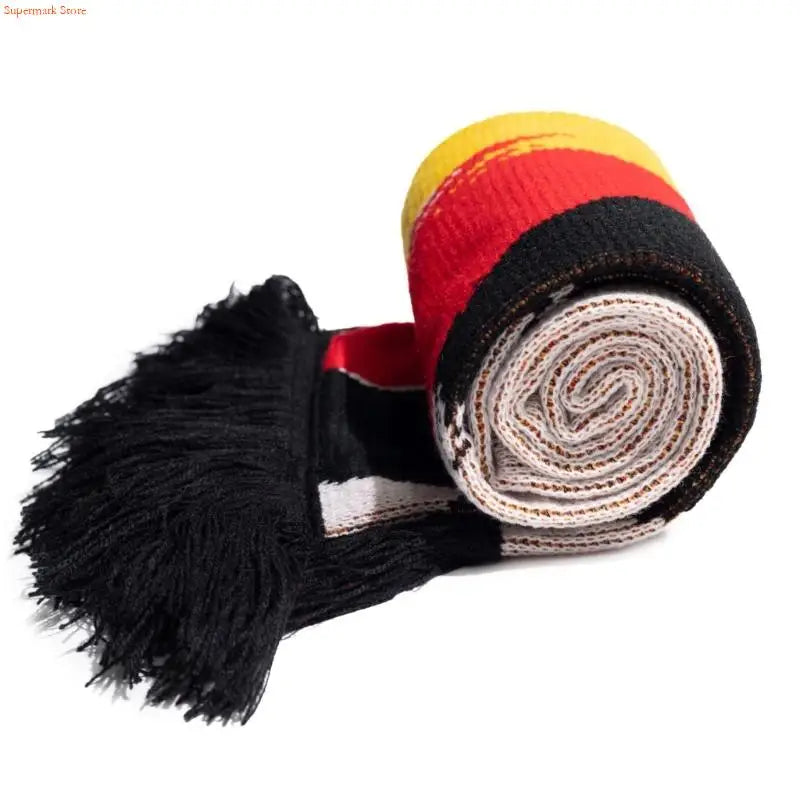 140cm Multiuse Germany Soccer Scarf with Tassels Deutschland Theme Shawl for EuropeanCup Comfortable and Easy to Maintain