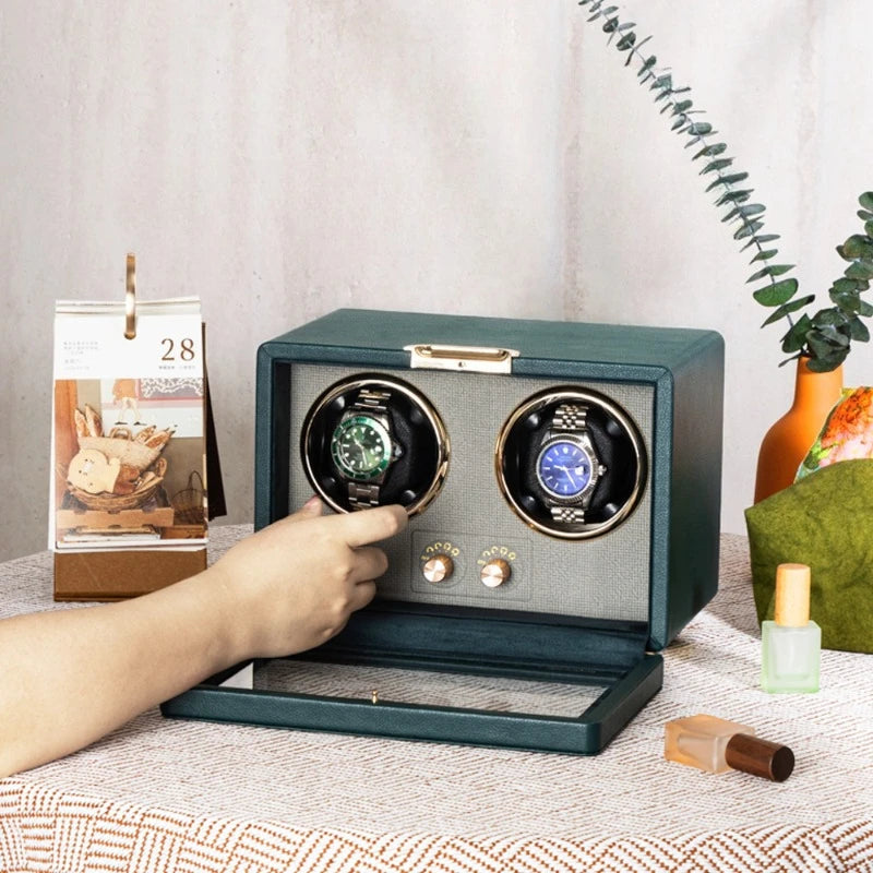 PU Leather Watch Shakers Mute Automatic Watches Winders Collection Protect Mechanical Watches Shaker Transparent Window Winder