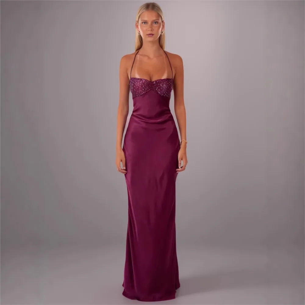 Dresses 2025 Woman Sexy Tube Top Sequin Vestidos Solid Color Backless Strappy Hip Evening Dress Temperament Elegant Simple Style