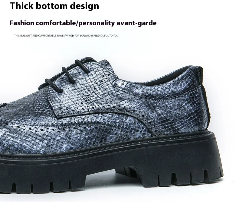 Brogues Men's Luxury Designer Style Thick Sole Shoes Elegant and Sophisticated Gentleman's Shoe Popular Wedding Party Shoes