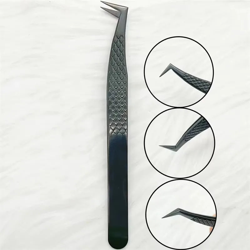 Customized Private LOGO False Lash Tweezers For Eyelash Extensions Boot Isolation Clip Tongs Black Perfect Close Nail Art Tools