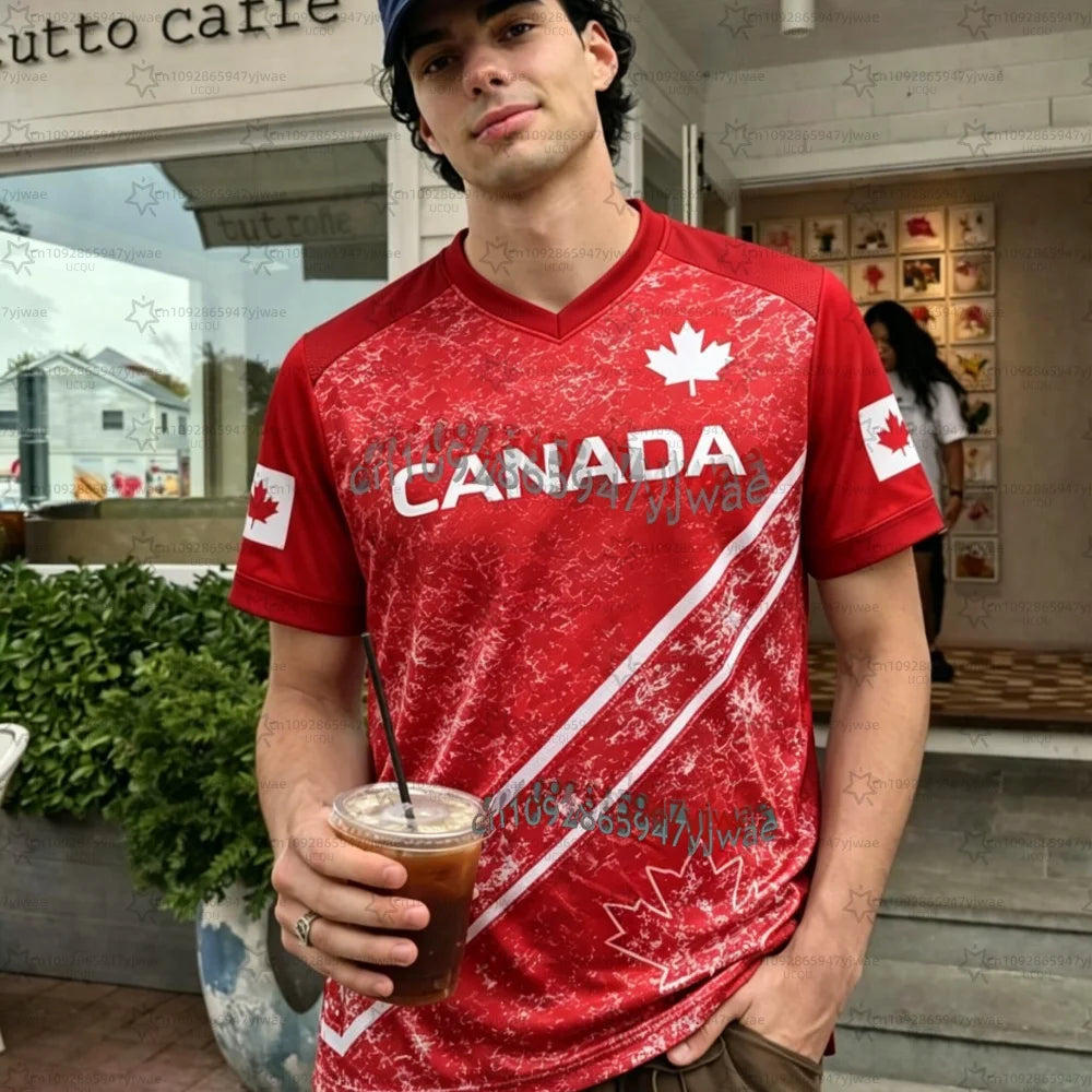 26 new Men's&Women's Canada Soccer fans Jersey Gift For Lovers Tee Fan Gift Plus Size Fashion Street Top soccer fans T-shirt